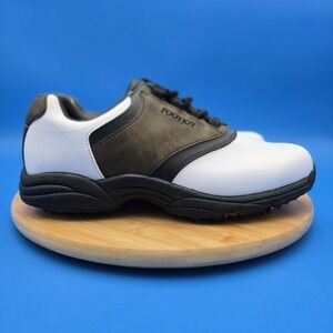 FootJoy GreenJoys Golf Shoes White Saddle  Men's Size 9.5W Wide EUC